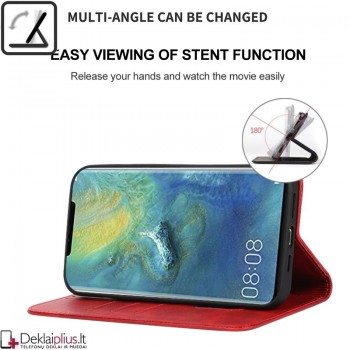 Dirbtinės odos atverčiamas dėklas su skyreliais - raudonas (Huawei Mate 20 Pro) Dirbtinės odos atverčiamas dėklas su skyreliais - raudonas (Huawei Mate 20 Pro)